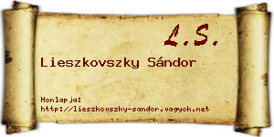 Lieszkovszky Sándor névjegykártya